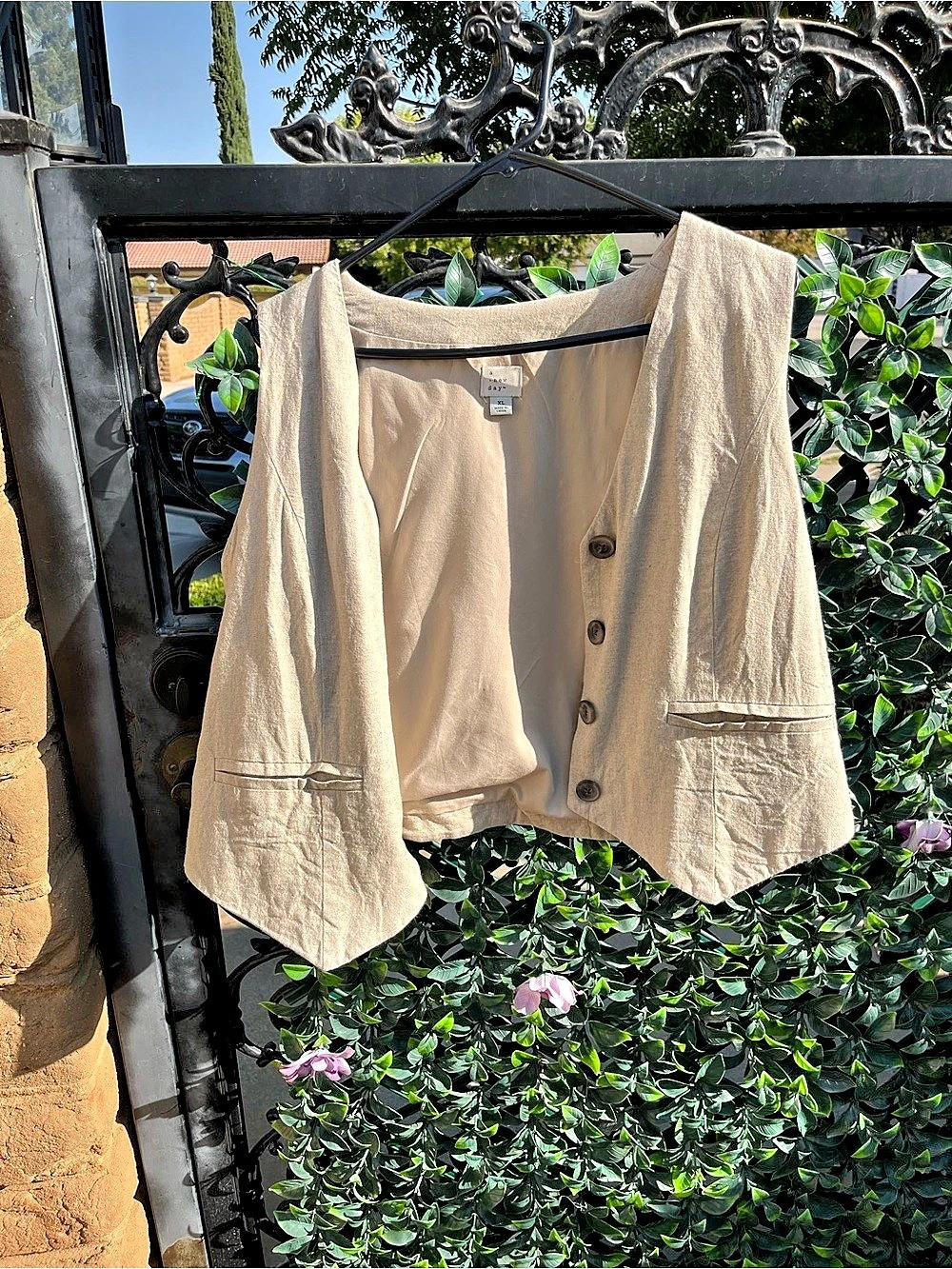 A New Day Tailored Suit Vest Women's Beige Vest